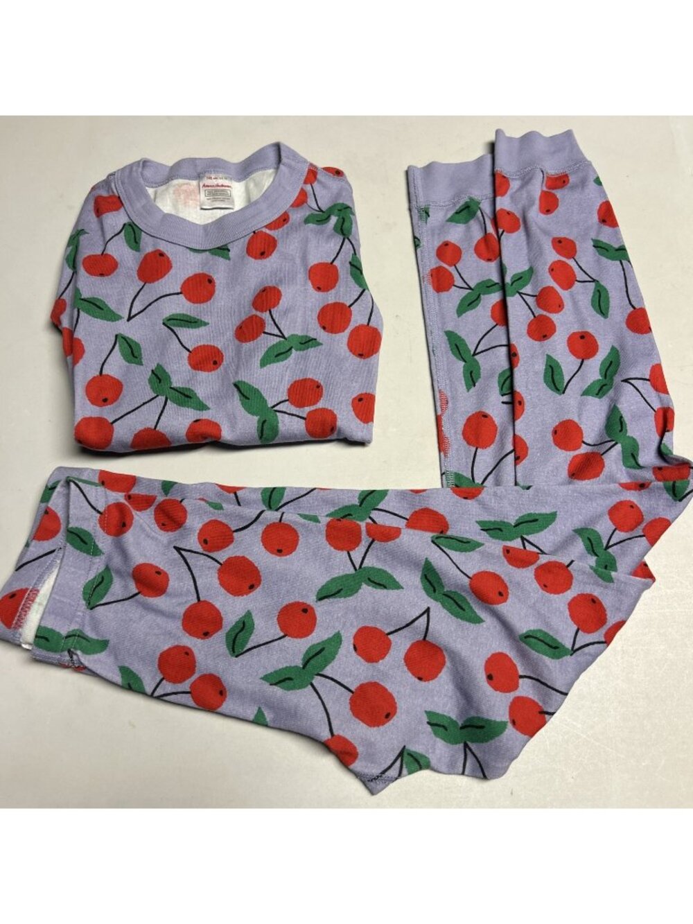 Hanna Andersson Girls Size 10 Pajama Set Purple Red Cheery Cherry Cherries EUC